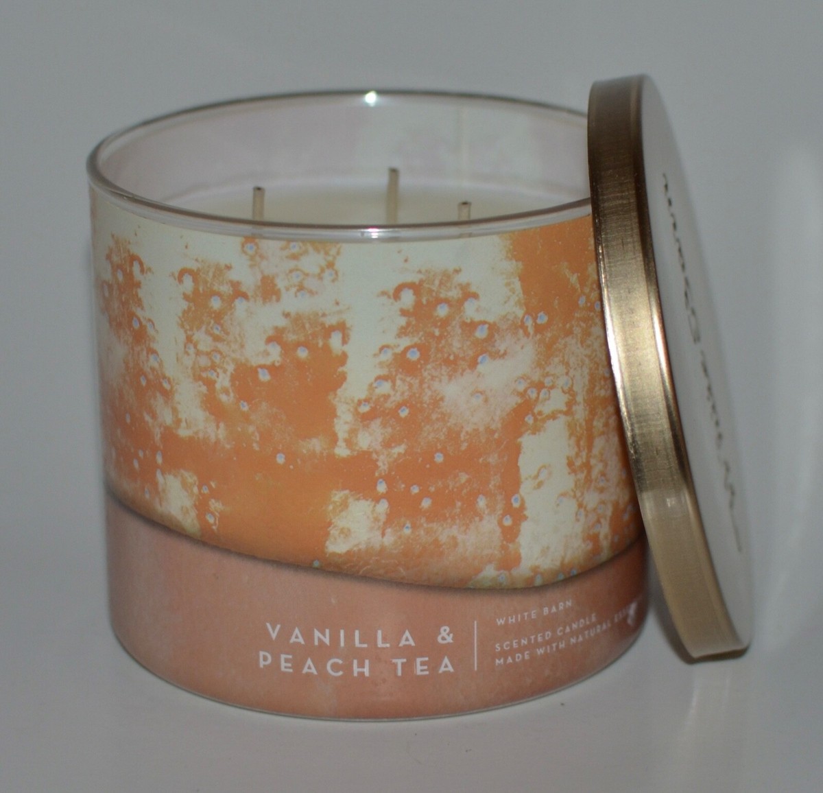 NEW BATH & BODY WORKS VANILLA PEACH TEA SCENTED CANDLE LARGE