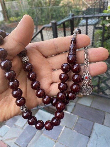 Cuentas de Oración Islámica Kehribar Misbaha 🙂 Borla de Rosario enchapadas en Plata - Imagen 2 de 12