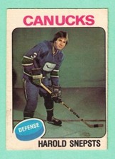 (1) HAROLD SNEPSTS 1975-76 O-PEE-CHEE # 396 CANUCKS ROOKIE CREASED CARD (L5973)