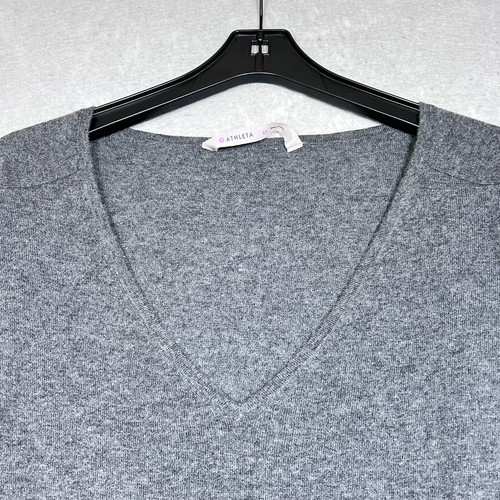 Athleta Sweater Women's XS Crave 100% Cashmere Gray Long Sleeve Soft V Neck - Picture 4 of 11