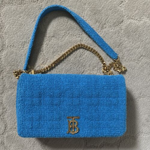 Auth Burberry Brilliant Blue Quilted Terry Medium Lola Shoulder Chain Bag Italy - Picture 15 of 15