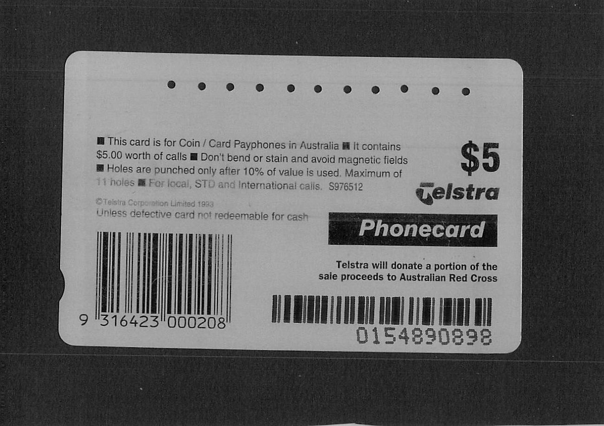 Y0123 Australia Telstra Phone card $5 11 hole Princess Diana UK