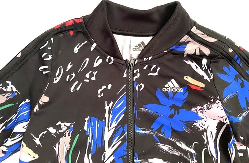 Adidas Blue Floral Zip Up Track Jacket 