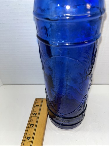 Vintage Cobalt Blue 11.5"T Grapes & Leaf Embossed Decorative Bottle!!! - Picture 5 of 5