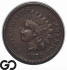 1875 Indian Head Cent Penny, Key Date, Lower Mintage