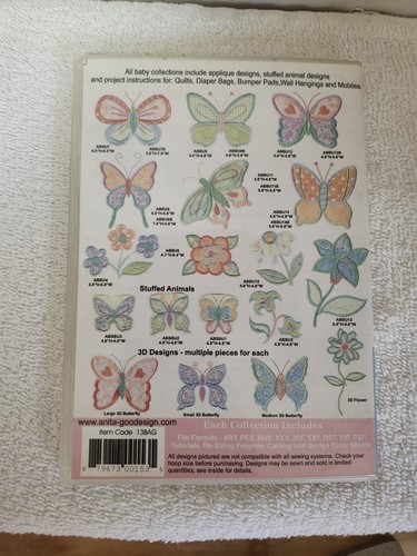Anita Goodesign Baby Butterflies Embroidery Applique Designs CD 32 Designs - Picture 4 of 4