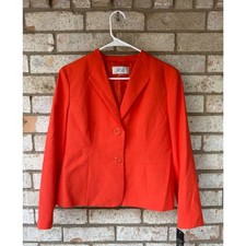 Le Suit Petite Valencia Orange Blazer 10P NWT Gold Buttons