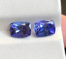 Coppia Di Cuscini Tanzanite Naturale AAA+ Blu 3,30 Ct 8x6 MM Per Gioielli