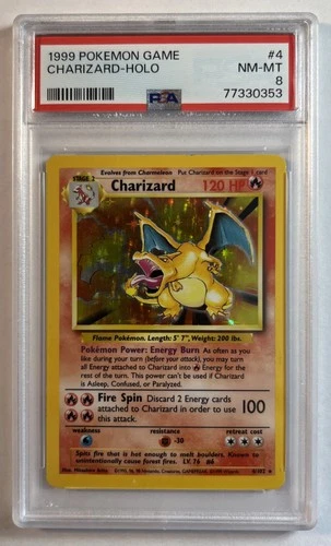 Pokemon Charizard Base Set Unlimited Holo Rare #4 PSA 8