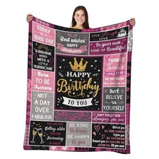Birthday Blanket Gift for Women, Happy Mothers Day Birthday Gifts 50X 60" Pink