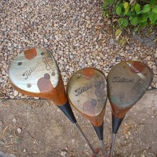 Titleist Driver 3 5 Wood Set Persimmon Steel Regular Flex Steel Shaft Vintage
