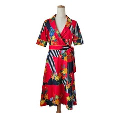 Dimora Multicolor Floral Print Wrap Around Woman Dress