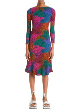 Farm Rio Rainbow Mix Jersey Midi Dress Size S Stretch Cotton