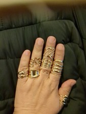 Gold Abstract Chunky Statement Rings Set Of 6-Modern Minimalist Stacking Jewelry