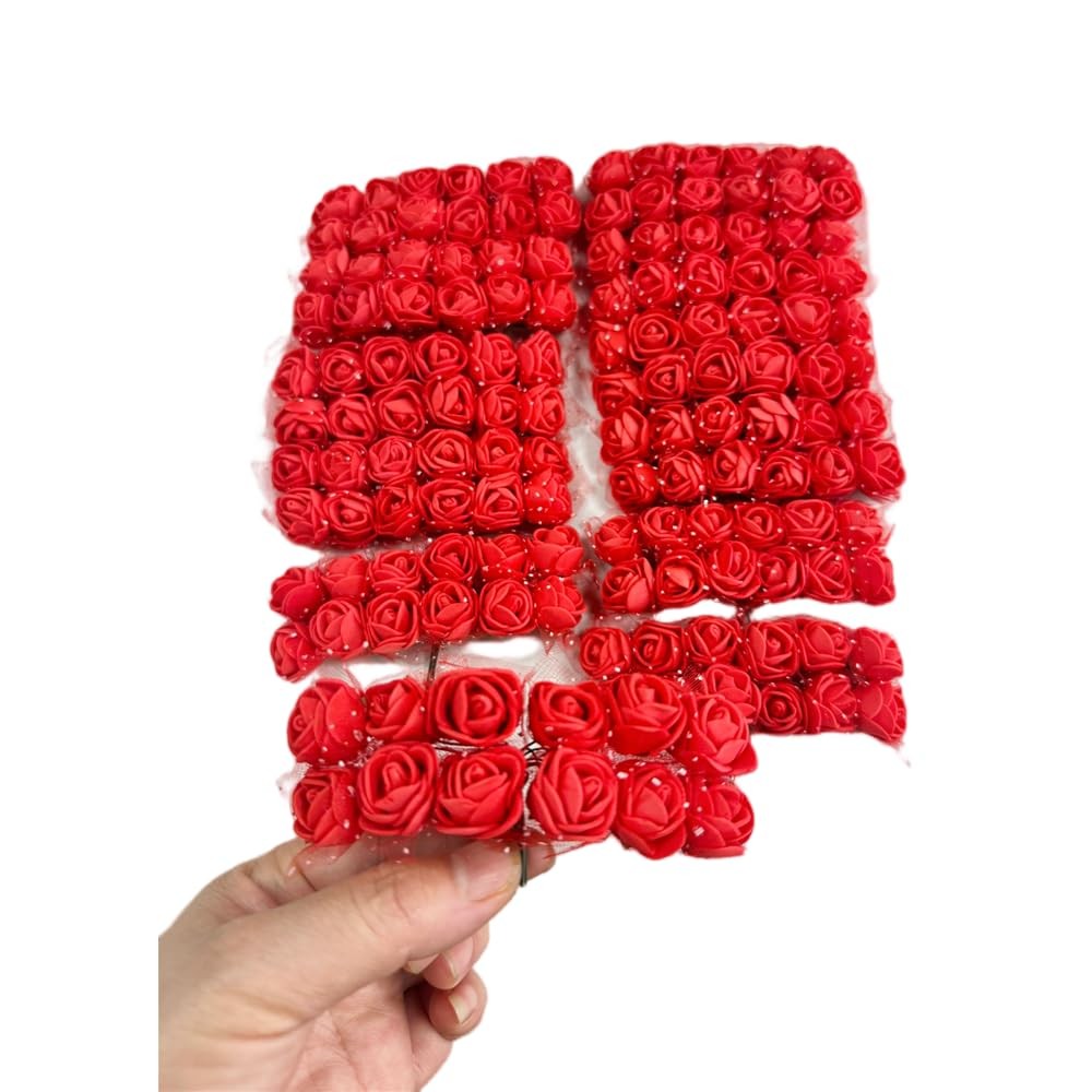Roses artificielles 25mm en mousse PE et tige souple pour la confection de boîtes cadeaux