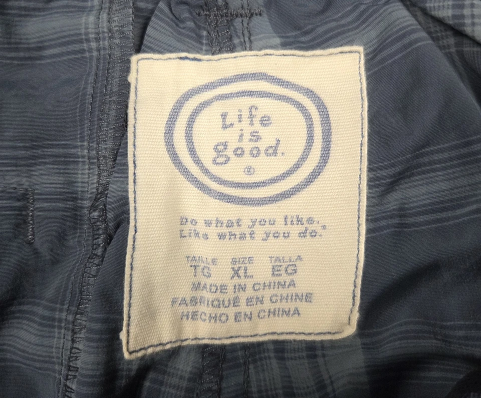 Pantalones Cortos Carga Life Is Good Azul A Cuadros Para Hombre XL Cordón Foto 4 de 4