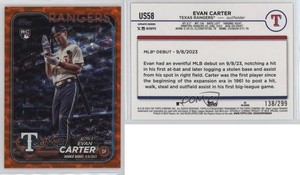2024 Topps Update Debut Orange Crackle Foilboard /299 Evan Carter Rookie RC