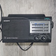 Sony ICF-34 Portable AM/FM/TV/Weather Radio Black with Handle  Tone Control