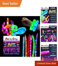 6 Pack LED Glow Pop Tubes - 25” Stretchy Sensory Toys for Kids' Parties