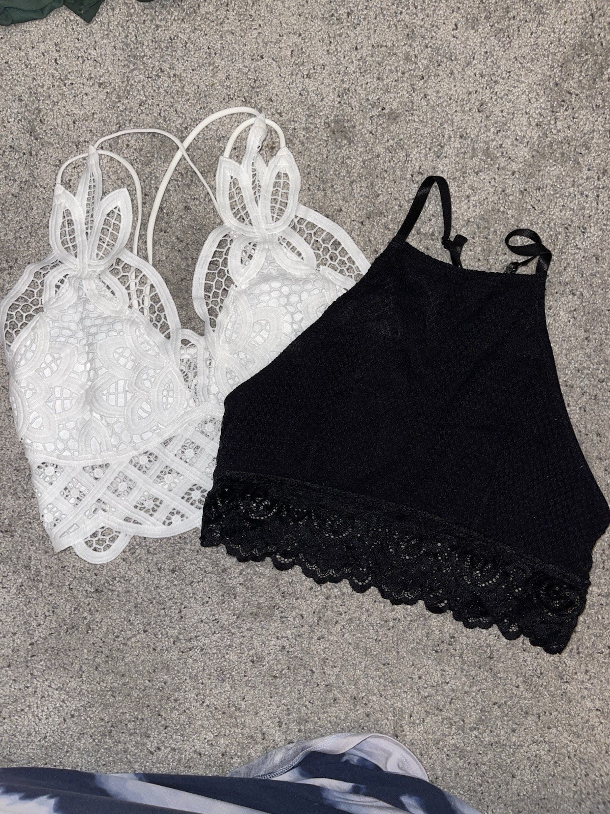Bralette LOT Of 2 Black & White Lace Size S/M Boho Sexy Crop Top Hippie-image