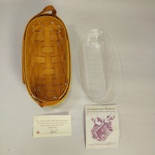 1995 Longaberger Lavender Basket w/Protector Made in USA Vintage 8"L x 4"W x 2"H