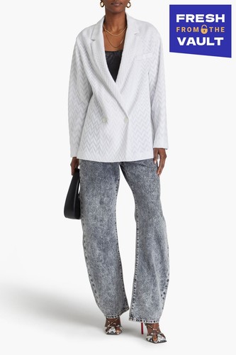 PVP €1860 MISSONI Blazer Chaqueta IT38 US2 UK6 XS Blanco Zig Zag Hecho en Italia