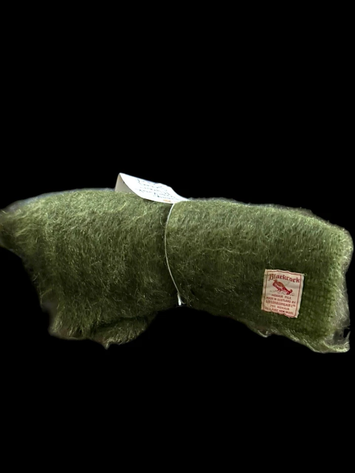 VINTAGE BLACKCOCK Mohair Pile Scarf Gibson & Lumgair SCOTLAND OLIVE GREEN - Image 3 of 4
