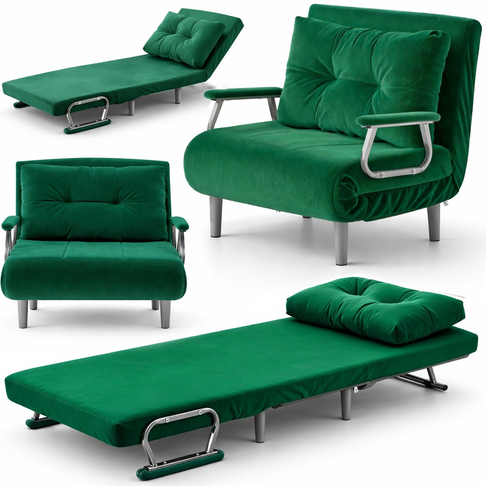 Poltrona Divano Letto Singolo Reclinabile Verde