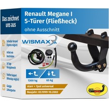 ANHÄNGERKUPPLUNG starr für Renault Megane 1 99-02 +7polig E-Satz ABE