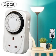 3 Pack Plug In Timer 24 Hour White 3 Pin Plug Mains Timer With Switch UK Socket