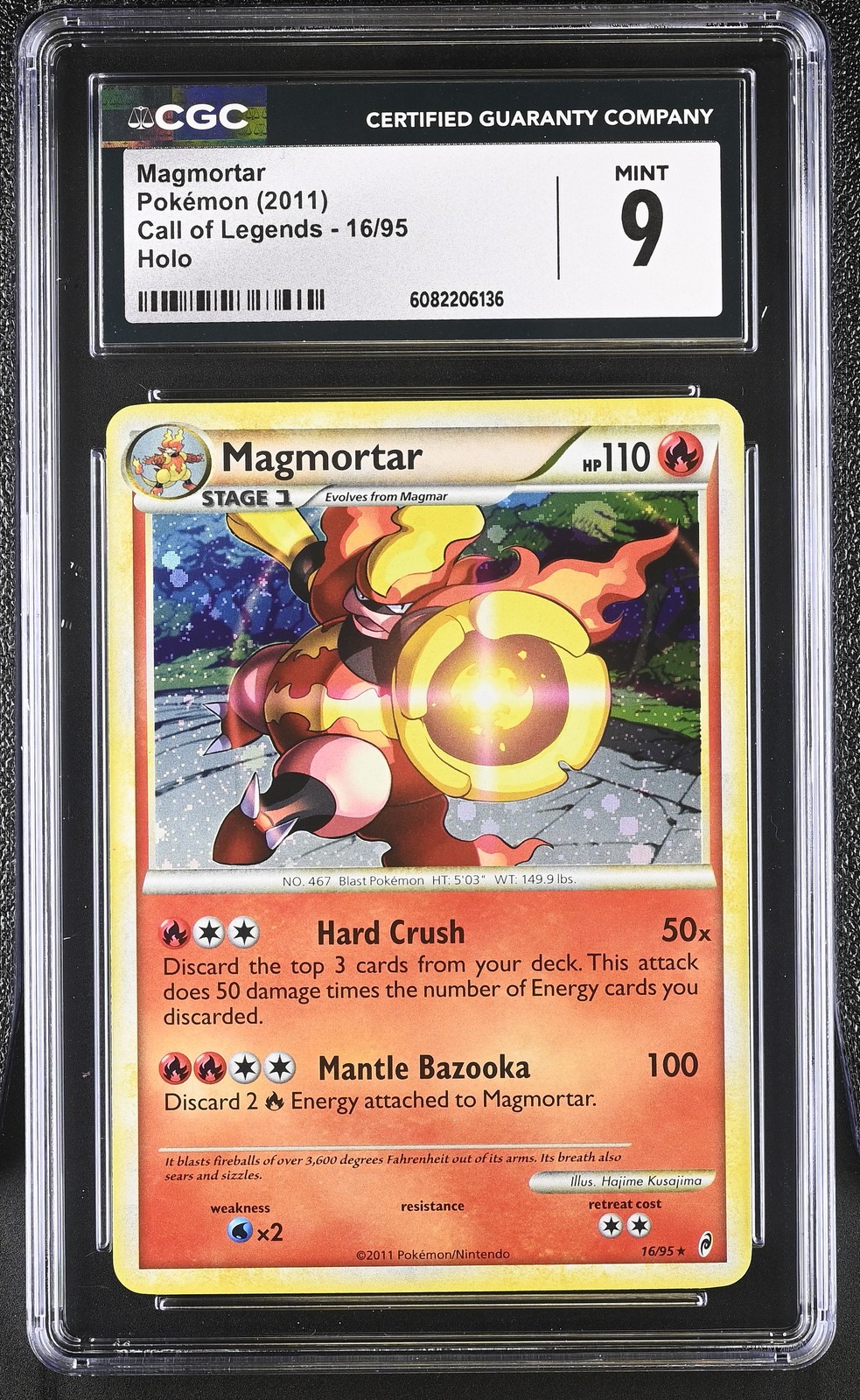 CGC 9 MINT Magmortar 2011 Call of Legends 16/95 Holo Pokemon Card