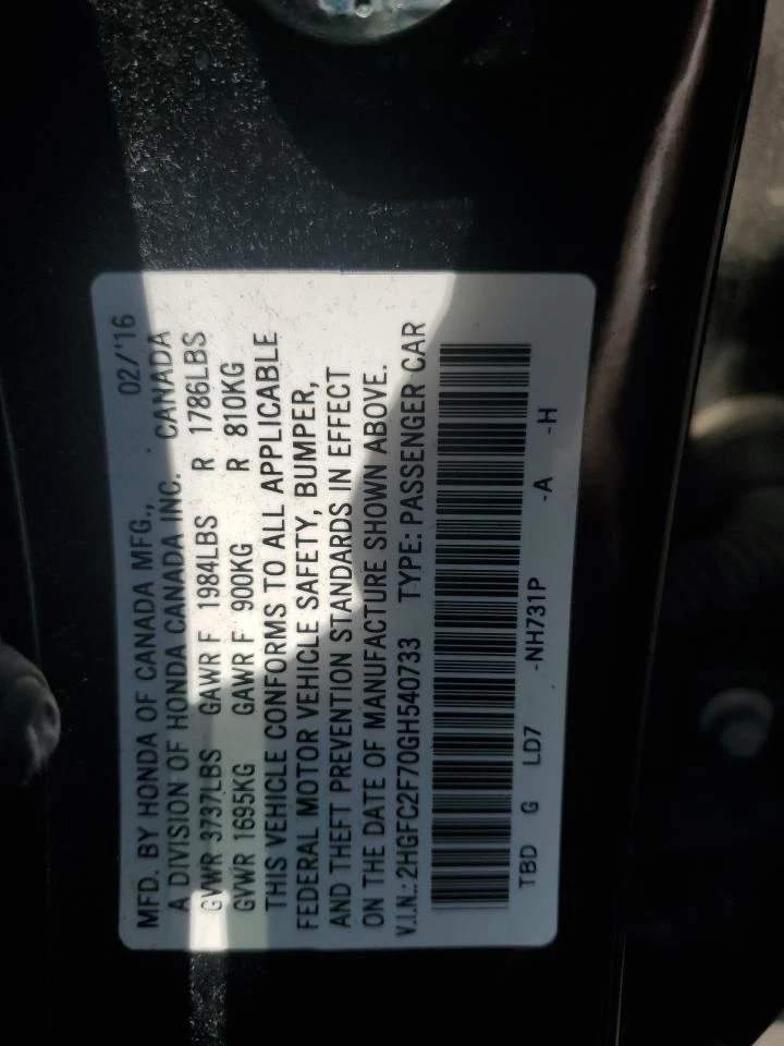 2016 Honda Civic ABS Modulator Assembly OEM Used 2.0L 545-53856 - Image 2 of 4