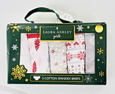 Laura Ashley Girls Christmas Underwear Size XS 4/5 5 Pair Cotton Spandex Briefs