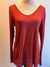 Attention Blouse SZ L Top Long Sleeve Rust Color V-Neck