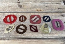 Lot of 9 Vintage Belt Buckles Scarf Slides Bakelite Celluloid Plastic