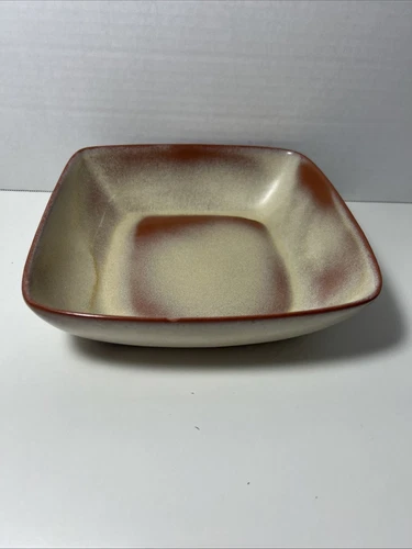 Frankoma 5NS 8” Square Serving Bowl Dish Pottery Variegated Brown/beige/yellow.
