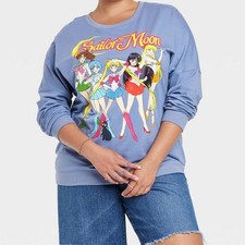 Sailor Moon Graphic Sweatshirt Size XXL Purple Pullover Anime Guardian Manga Cat