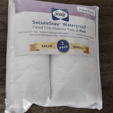 Sealy 2 Pack Waterproof Crib Mattress Pads, Quilted Fitted Crib Mattress Pad