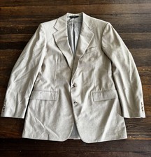 Vintage Polo Ralph Lauren Wool Flannel Blazer 42L Tan Made USA Union Sport Coat