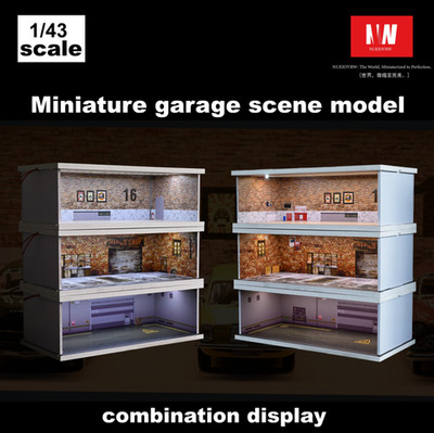 NW 1/43 Diorama Parkplatz Modell LED Lichit Auto Garage Szene Display Case DE