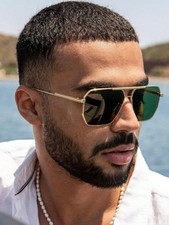 Men  s Futuristic Metal Square Frame Fashion Sunglasses Summer Beach Travel