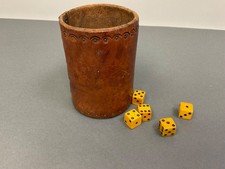 Antique Vintage Western Tooled Leather Dice C...