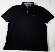Tommy Hilfiger Polo Shirt M Classic Men's Black Short Sleeve Button Logo