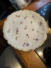 Vintage Ruffled Edge Sweet Violets Cake/Cookie Dish 9” Dia