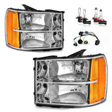 Pair Headlights For 2007-2013 Gmc Sierra 1500 2500hd 3500hd Chrome Wbulbs Pair Headlights For 2007-2013 Gmc Sierra 1500 2500hd 3500hd Chrome Wbulbs