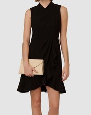 Adrianna Papell Women's Black Sleeveless Sleeveless Wrap Chiffon Dress Size 16