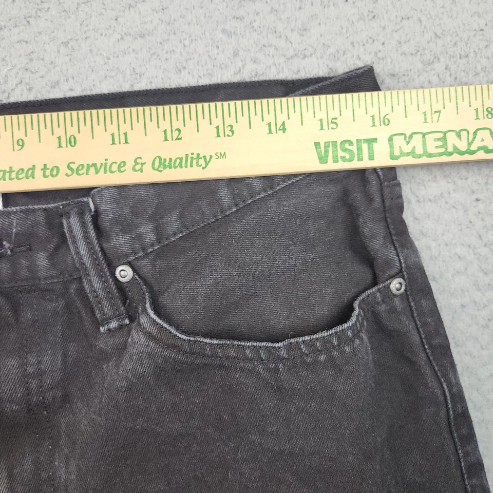 Relaxed Fit Straight Leg Jeans Men's 33x32 Black Distressed Cotton Grunge Denim - Image 4 of 4