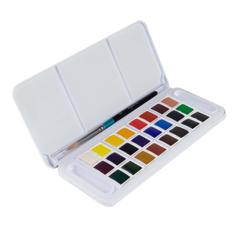 Aquarelle Daler-Rowney Aqua à haute pigmentation, 24 godets et pinceau