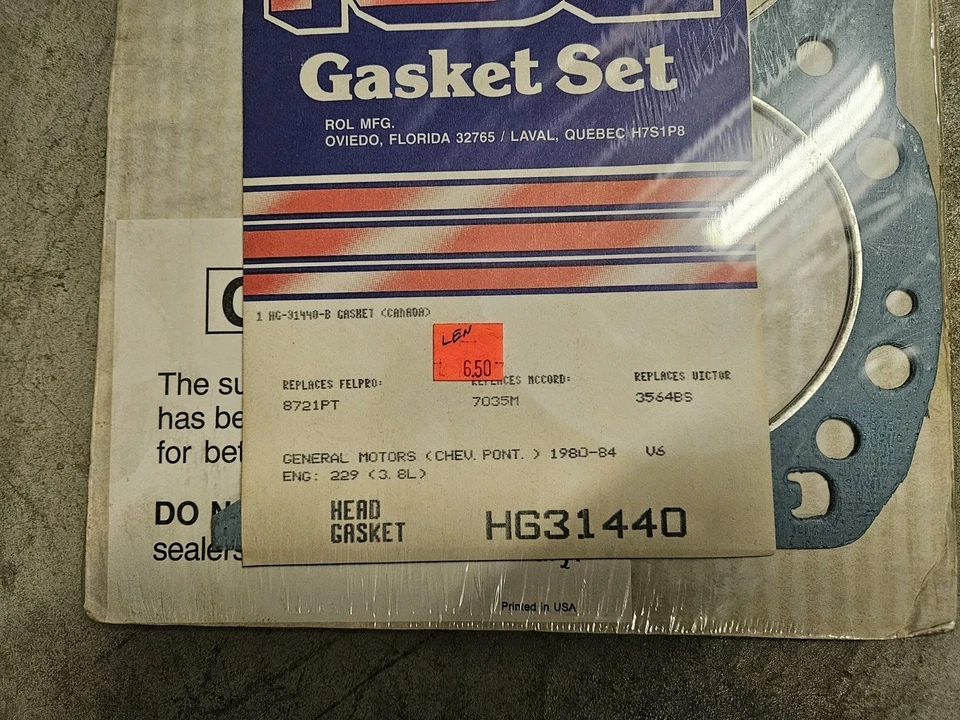 Junta de culata NORS ROL HG31440 para Chevy/Pontiac V6 80-84 (1) Foto 2 de 2
