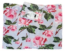 NEW Lot of 2: Std Pillow Covers Shams Rose Floral Stripe Print Microfiber 19x25
